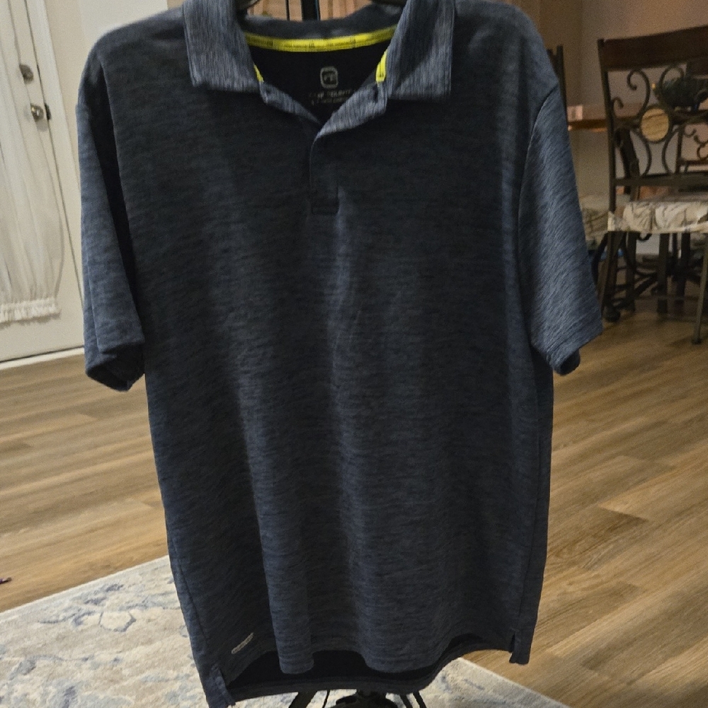 Free Country Men's Heathered Navy Polo with Contrast Trim